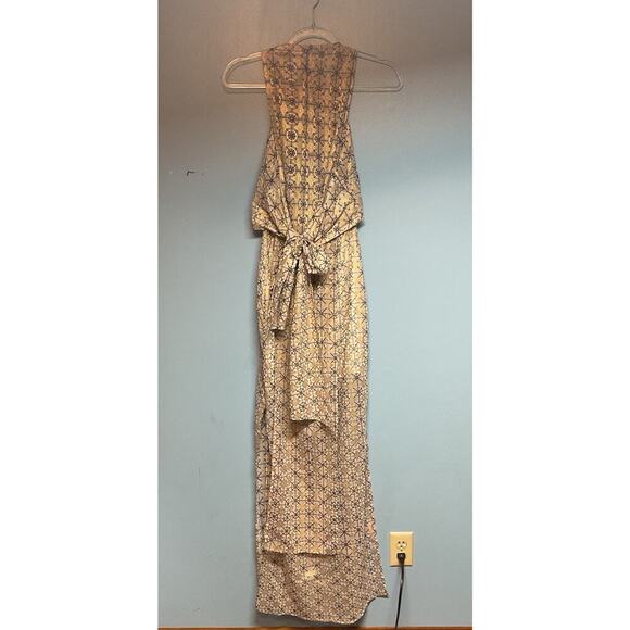 Sass & Bide Happiness Alright Maxi Dress Gold White geometric Sleeveless Gown - Picture 4 of 12